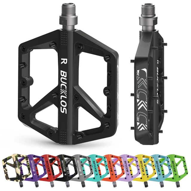 Pedali Piatti Larghi MTB E Road Bike BUCKLOS – Cuscinetti Sigillati, Perno 9/16, Per Shimano - Foto 2