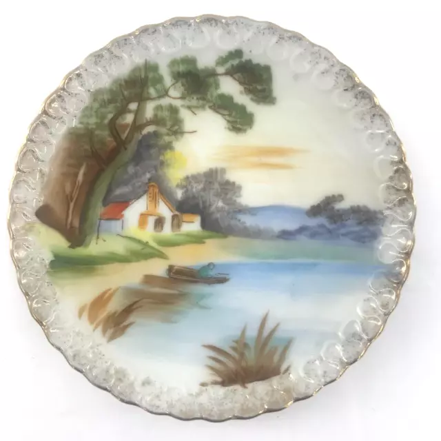 UCAGCO Hand Painted China Plate Wall Decoration Japan 5 Inch Nature Pond Vintage