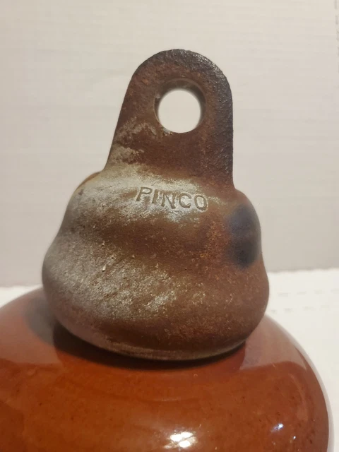 Vintage Brown Porcelain Ceramic Electrical Insulator Pinco 4572 1958 10,000 3