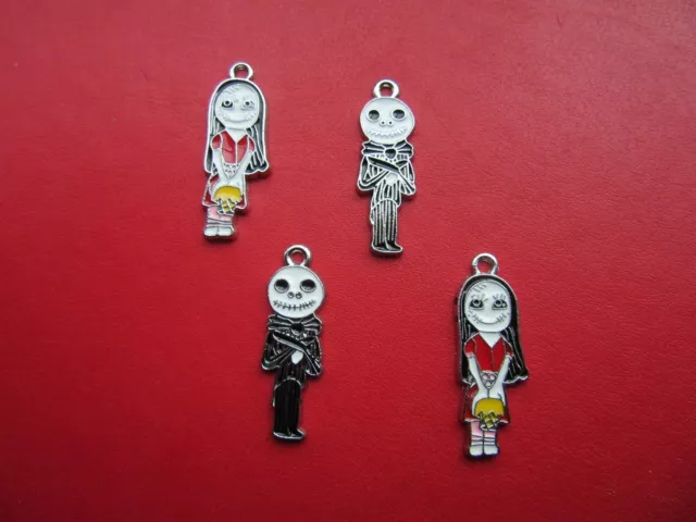 4 X Albtraum Vor Weihnachten Emaille Metall Anhänger Charms Sally Jack Skellington