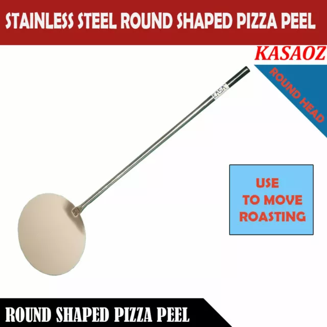 Kasa Round Shaped Pizza Peel in Baking Equipment Oven Tool Baker Stainless Steel