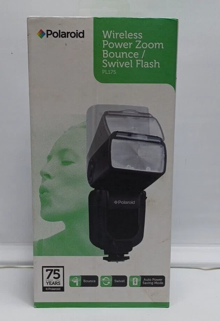 Polaroid Wireless Power Zoom Bounce/Swivel Flash PL175 New, Sealed