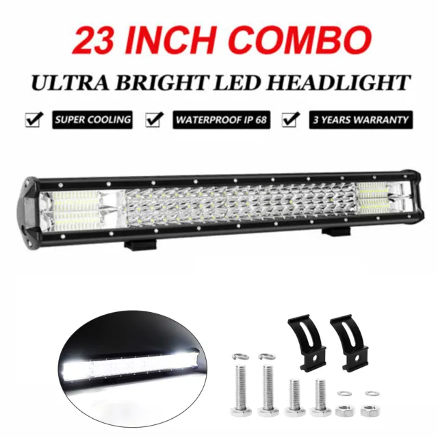 23inch 3-Row LED Light Bar Spot Flood Combo Kit Offroad Driving Lamp 23" 4WD ATV