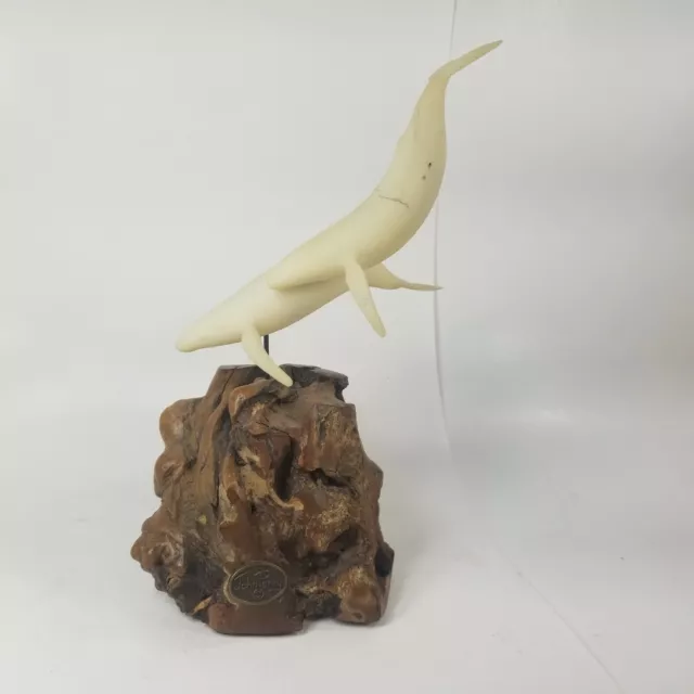 Vintage John Perry Humpback Whales Sculpture Burl Wood MCM Rare 70s