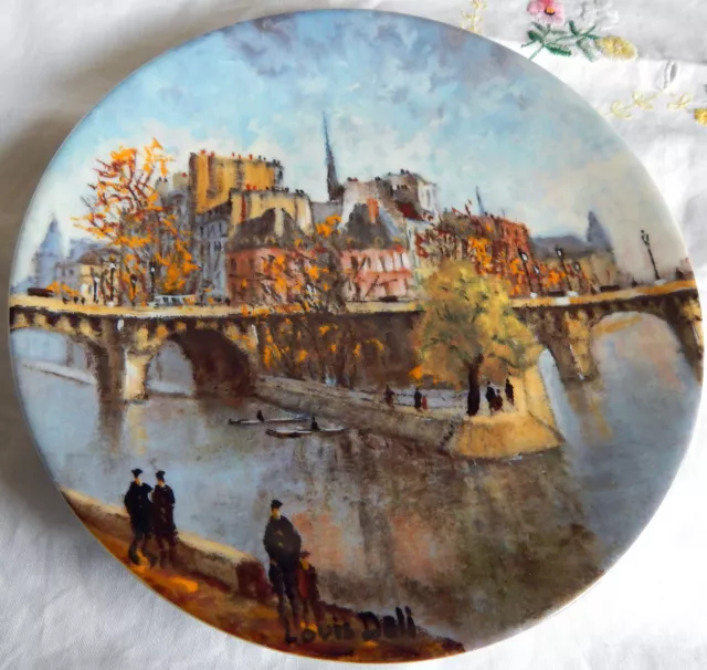 'LA POINTE DU VERT GALANT ET LE PONT NEUF' Paris, France Limoges (8.5") Plate