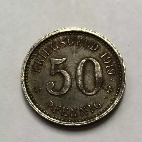 1919 MENDEN (Westfalen) Stadt  50 Pfennig Notgeld Iron Coin Funck# 328.9