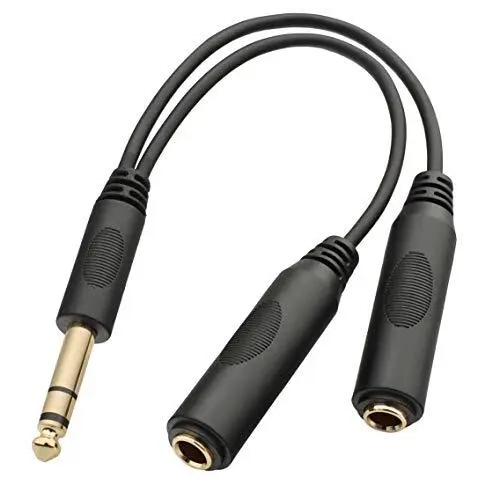 GELRHONR TRS 6.35mm Male to Two RCA Female Audio Heads,(1/4 Inch) 6.5mm to  Dual Adapter Connector Converting Stereo Interconnect Audio Y Splitter for