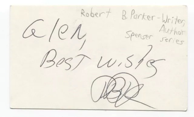 Robert B. Parker Signed 3x5 Index Card Autographed Signature Author Writer