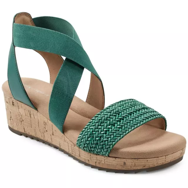 Easy Spirit Womens Lorena Leather Woven Wedge Slingback Sandals Shoes BHFO 1107