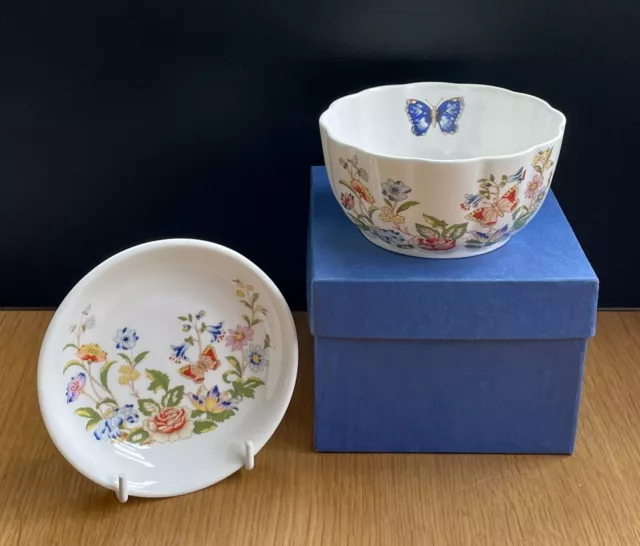 Aynsley Fine Bone China Cottage Garden Var-i-eté Bowl & Saucer/Trinket Dish