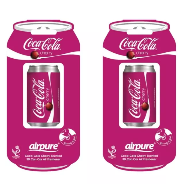 Coca Cola 3D Car Vent Air Freshener Cherry Scent 2 Pack Long Lasting Fragrance
