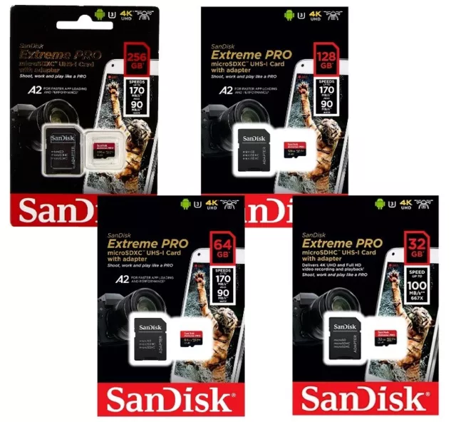 32GB 64GB 128GB 256GB SanDisk Extreme Pro Micro SD SDXC Card for mobile and TABS