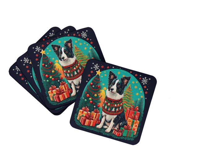 Border Collie Christmas Foam Coaster Set of 4 DAC1102FC