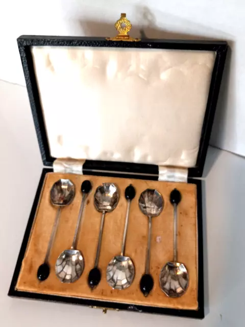 Old RMS CARINTHIA Cunard White Star Line Bean Demitasse Spoon Set of 6 ART DECO