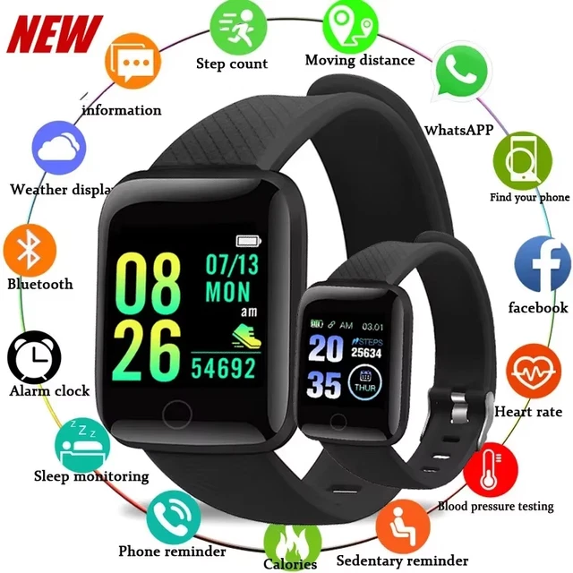 NEW 116PLUS SMARTWATCH Fitness Tracker, BP & Heart Rate Monitor, iOS