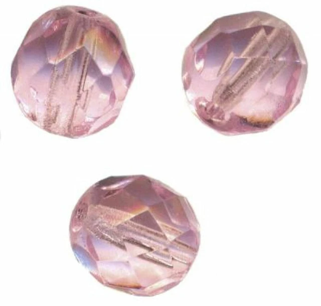 25 PERLES FACETTES DE BOHEME  6 mm ROSE  port gratuit