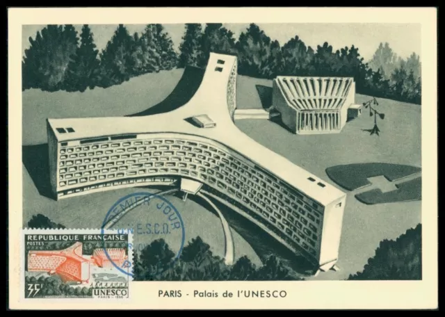 FRANCE MK 1958 UNESCO PARIS UNO UN MAXIMUMKARTE CARTE MAXIMUM CARD MC am85