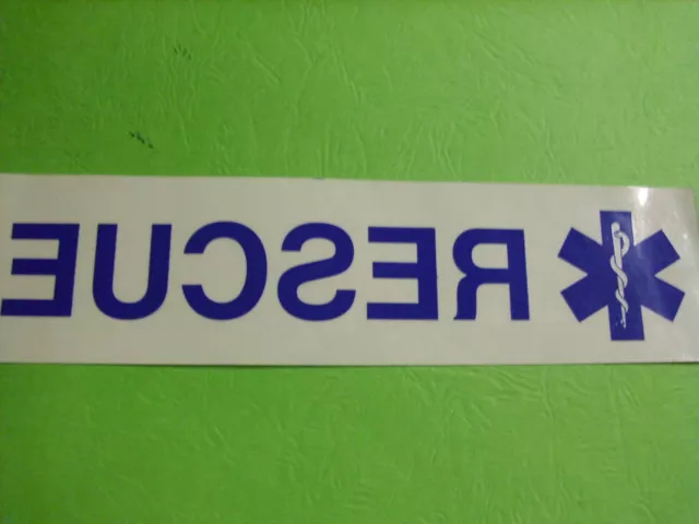 Rescue With Star Of Life 8" Clear Background (Inside Window)  Decal