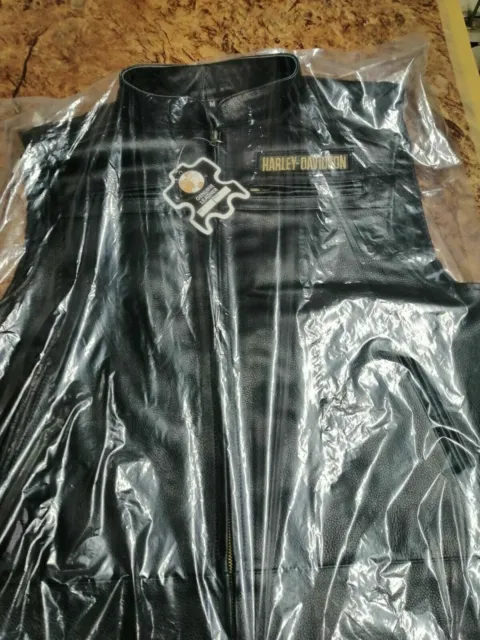 Harley Davidson Men's Genuine Leather Black Biker Vest Jacket Moto Cafe Racer 3