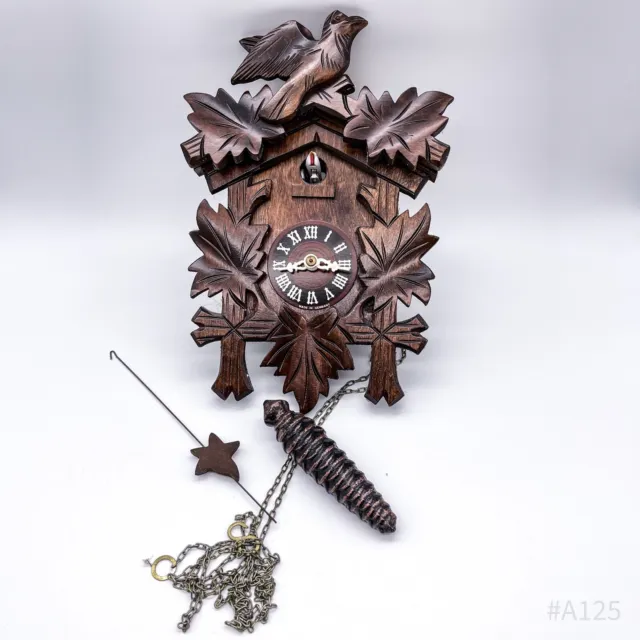 Vintage Reloj Cucú Con Motivo de Pájaro de Madera Handarbeit Hecho En Alemania 2