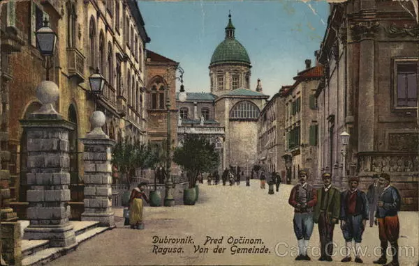 Croatia Dubrovnik,Ragusa Pred Opcinom. Ragusa,Von der Gemeinde. Postcard Vintage
