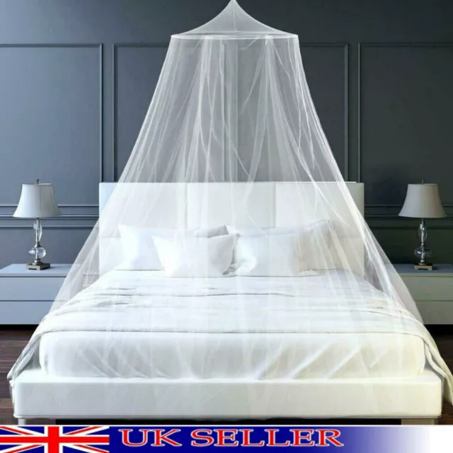 UK Mosquito Net Canopy Dome Fly Insect Protect Double King Bed Tent Mesh Curtain