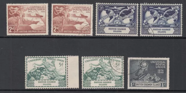 British Solomon Islands: 75th Anniversary of UPU, Mint and Used, 10 Oct 1949