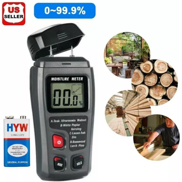 Digital LCD Wood Moisture Meter Detector Tester Humidity 0-99.9% Hygrometer Test