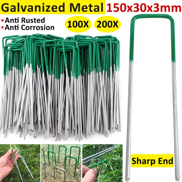 400pcs Synthetic Artificial Grass Pins Fake Lawn Turf Weedmat U Pegs Plants