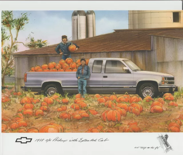 CHEVROLET PRINT AD 1988 PICKUP TRUCK 8" by 10" PROMO COLOR WITH INFO ON BACK