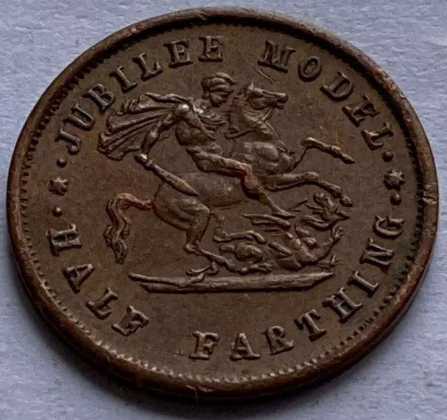 Moneda Medio Farthing Modelo Jubilee 1887 Reina Victoria / #26