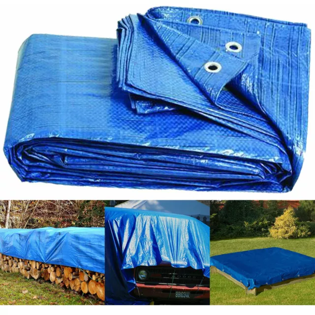 Heavy Duty Waterproof Tarpaulin Eyelets Cover Ground Sheet Camping Builders Tarp