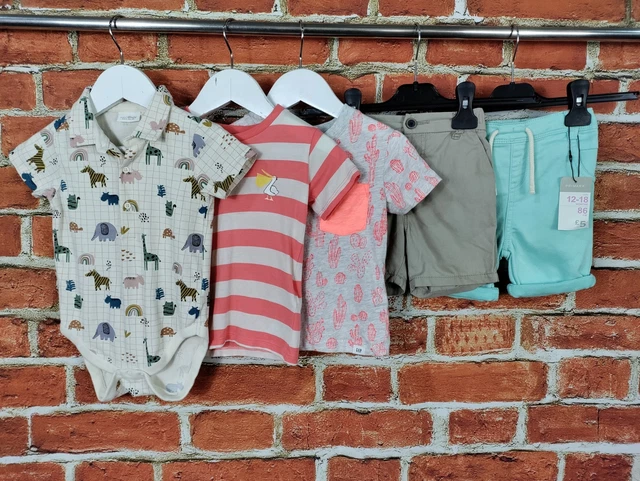 Baby Boys Bundle Age 12-18 Months Gap Next Primark M&S Tops Shorts Cactus 86Cm
