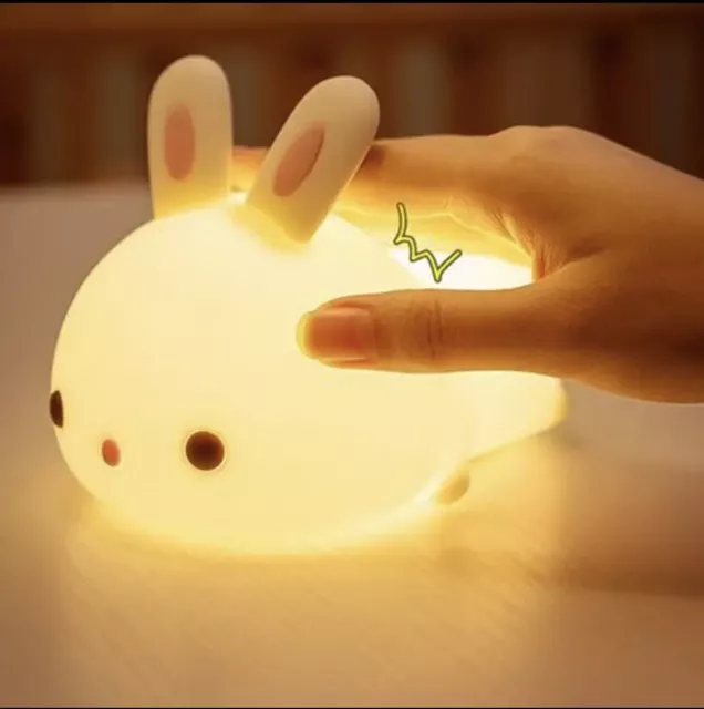 Kinder Schlafzimmer LED Kaninchen Nachtlicht Hase weich Silikon Hase Lampe Touch Sensor