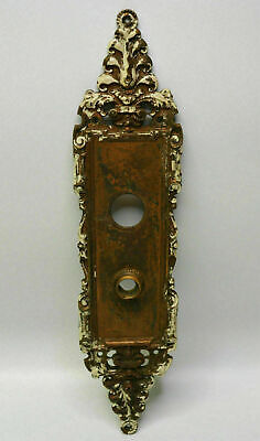 Antique Door Plate Empire Louis XV Bronze Metal Ornate French Salvage 16.5" 3
