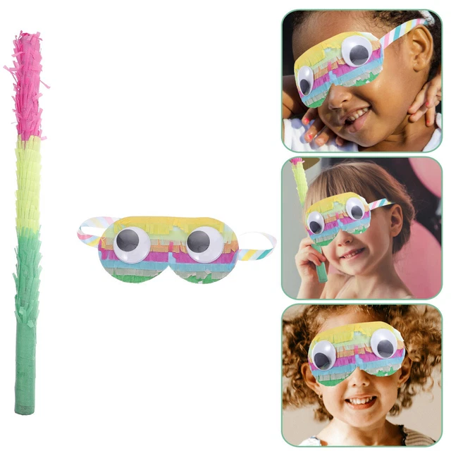 2 piezas Multi-Color Paper Flecos Piñata Stick con Party Game Supplies