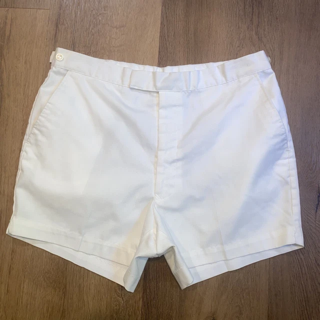 Vtg 60s 70s Tennis Shorts McGregor Scot Set Mens 34 White 4" Inseam High Waist