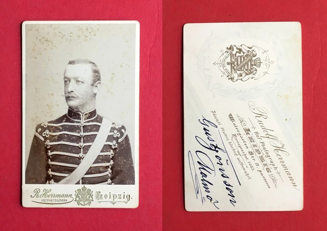 Militär CdV Foto LEIPZIG um 1900 HUSAR aus Schweden MALMÖ   ( 43097
