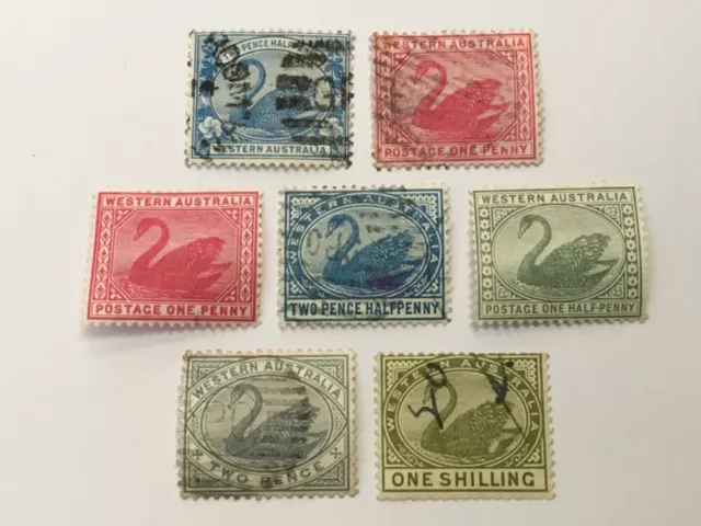 old stamps  WESTERN AUSTRALIA  x  7