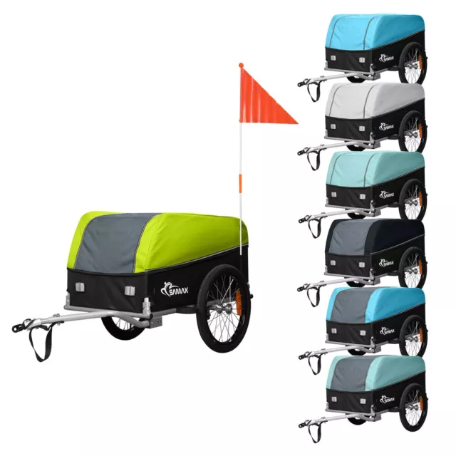 SAMAX Remorque de Vélo Chariot de Transport Bagages Cargo Trailer Bâche 120 L