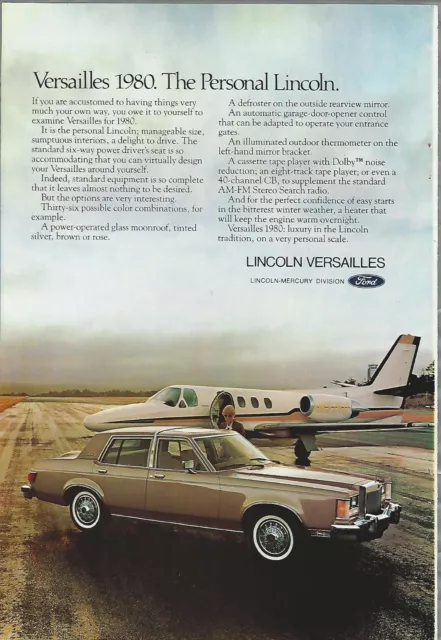 1980 Lincoln VERSAILLES advertisement, Lincoln ad, last year of the Versailles
