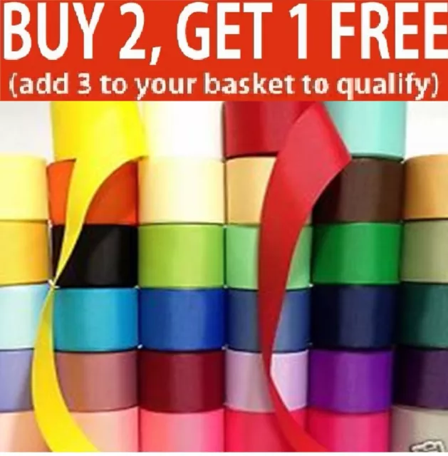 Satin Ribbon 50mm 2" inch many Colors Buy 3 Get and Get 1 Free any colour