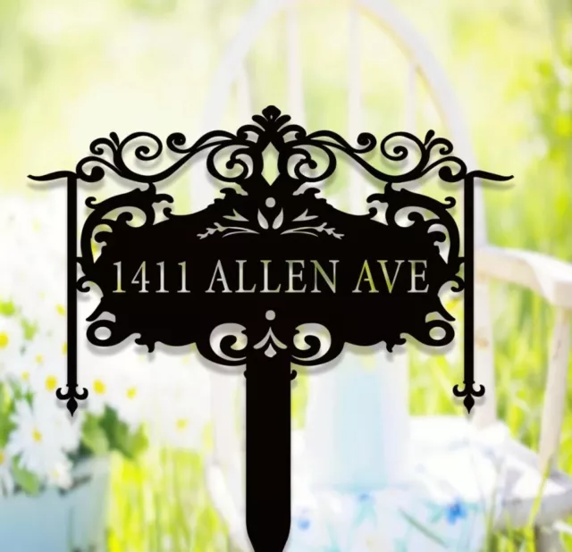 Custom Metal Address Yard Sign,Address Garden Stake,Personalized Lawn Address