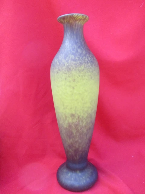Vase Delatte Nancy - Verre Marmoréen Soufflé Dans Une Monture Fer Forgé - Art Nouveau