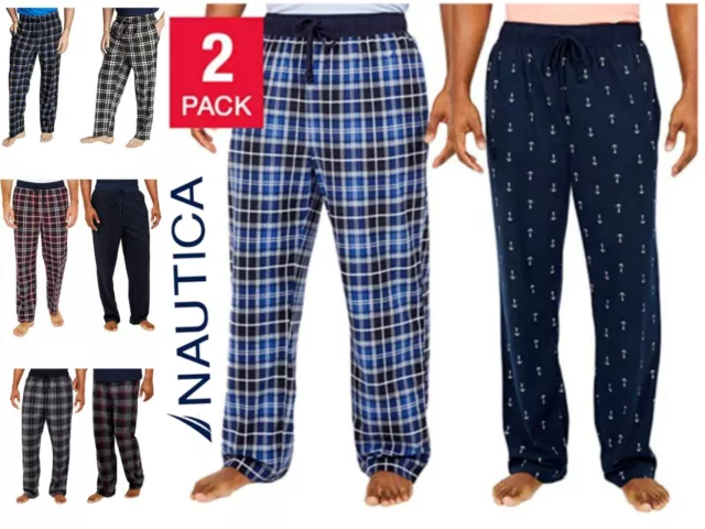 NEW! 2 PACK Nautica Men’s Soft Fleece Pajama Lounge Pants with Pockets