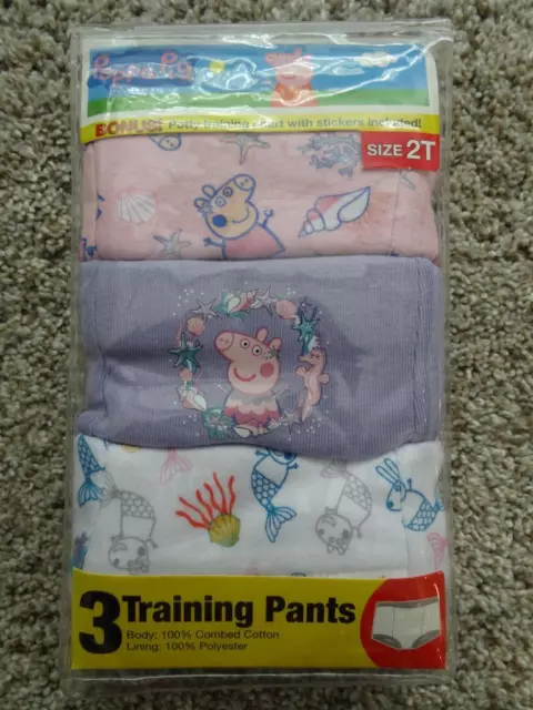 NEW Girls 3 Pair PEPPA PIG TRAINING PANTS-UNDERWEAR    Size 2T   2 PLY-THICKER