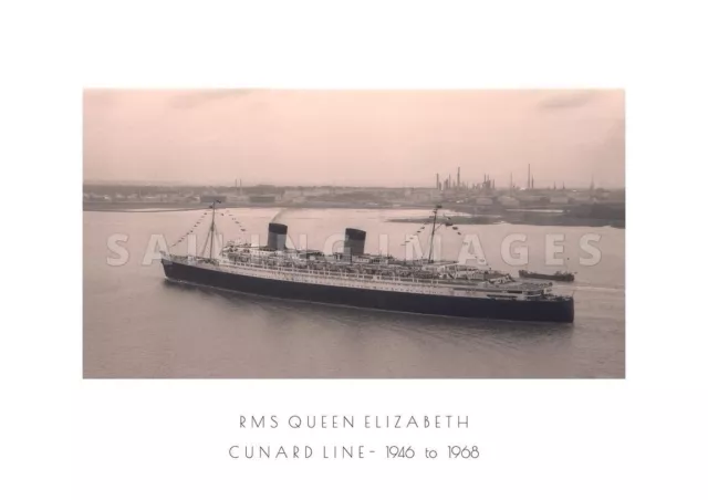 RMS Queen Elizabeth - Cunard Line - 5x7” Print on high quality photo paper.