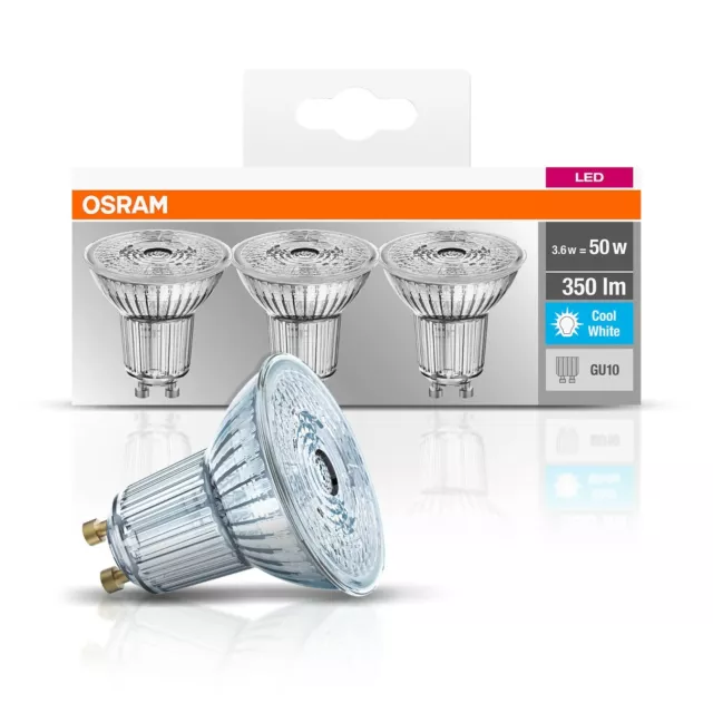 Set 3x OSRAM LED Lampe BASE PAR16 GU10 Strahler 36° 4000K neutralweiß 4.3W (50W)