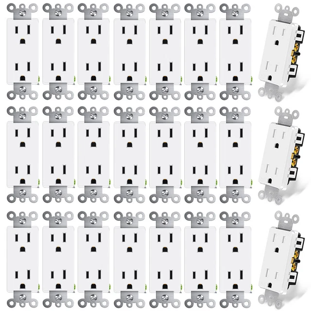 ELECTRICAL WALL RECEPTACLE 2Pole 15A 3Wire SelfGrounding Tamper