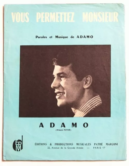 Partition vintage sheet music ADAMO : Vous Permettez Monsieur * 60's